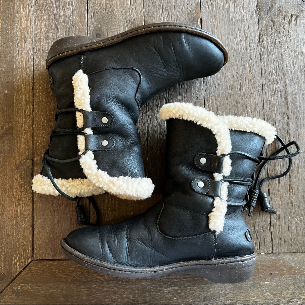 Women's Black Shearling-Lined Winter Ankle Boots - Picture 8 of 13